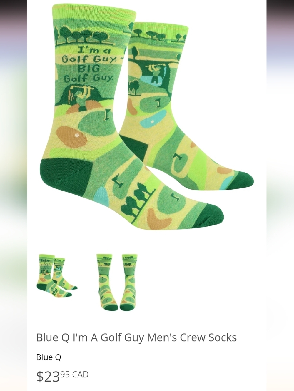 Blue Q I'm A Golf Guy Men's Crew Socks Men's Crew Sock  shoe size 7 - 12